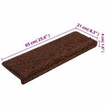 vidaXL Tapis d'escalier 15 Pièces 65x21x4 cm Marron