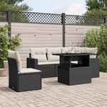 vidaXL Salon de jardin 6 Pièces avec coussins noir résine tressée