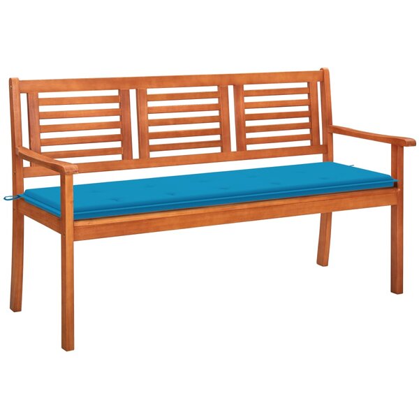 vidaXL Banc de jardin 3 places avec coussin 150 cm Bois d'eucalyptus