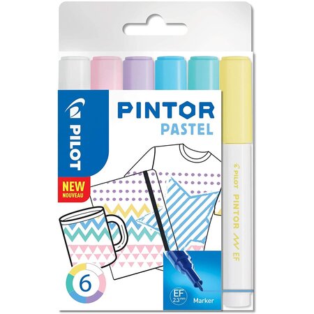 Etui de 6 marqueurs à pigment pintor extra fin 'pastel' pilot