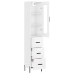 vidaXL Buffet haut Blanc brillant 34 5x34x180 cm Bois d'ingénierie