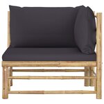 vidaXL Salon de jardin 2 Pièces avec coussins gris foncé bambou