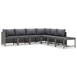 vidaXL Salon de jardin 7 Pièces avec coussins Résine tressée Gris