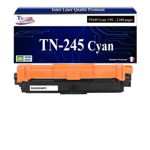 T3AZUR - Toner compatible avec Brother TN245 pour Brother MFC-9332CDW MFC9332CDW - Cyan