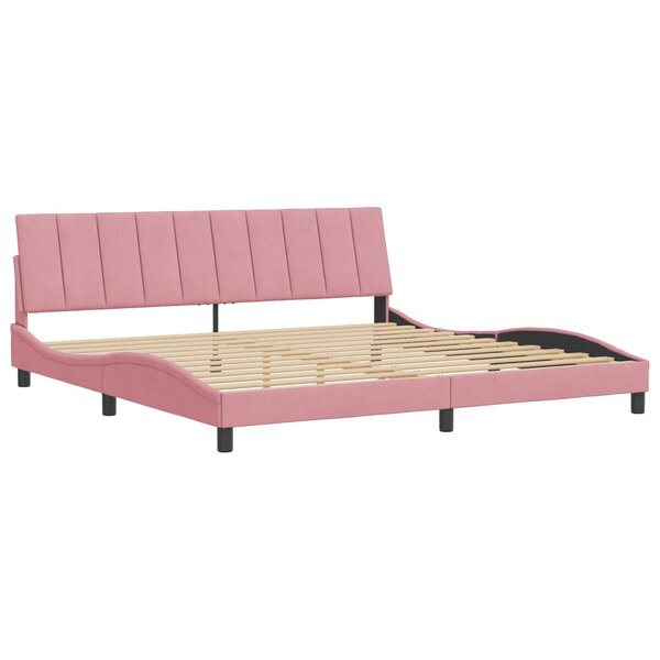 vidaXL Cadre de lit avec tête de lit Rose 200x200 cm Velours