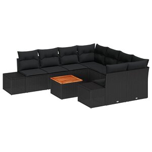 vidaXL Ensemble de canapé de jardin avec stockage 9 Pièces Noir polyrotin
