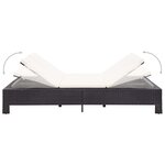 vidaXL Transat à 2 places avec coussin Noir Résine tressée