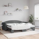 vidaXL Lit de jour avec gigogne et matelas gris foncé 90x190 cm tissu
