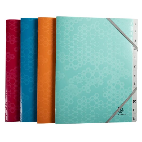 Trieur Polypropylène Recyclé 12 Compartiments Maïa - Couleurs Assorties - X 8 - Exacompta