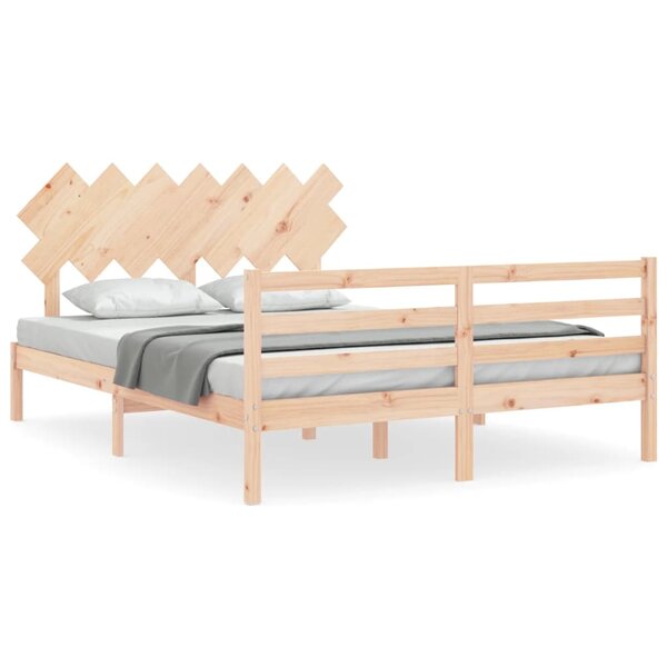 vidaXL Cadre de lit avec tête de lit 140x200 cm bois massif