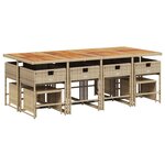 vidaXL Ensemble à manger de jardin et coussins 13 Pièces beige