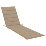 vidaXL Chaise longue avec coussin beige Bois de teck solide