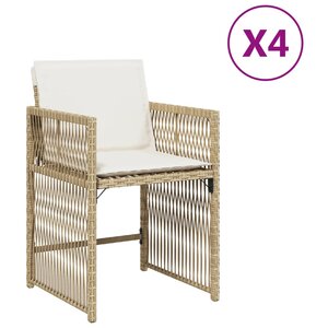 vidaXL Chaises de jardin avec coussins lot de 4 beige résine tressée