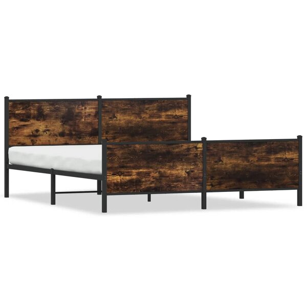 vidaXL Cadre de lit en métal sans matelas chêne fumé 183x213 cm