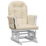 vidaXL Chaise berçante avec repose-pied Blanc crème Tissu
