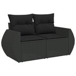 vidaXL Salon de jardin 9 Pièces avec coussins noir résine tressée