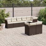 vidaXL Salon de jardin 8 Pièces avec coussins marron résine tressée