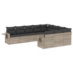 vidaXL Salon de jardin avec coussins 10 Pièces gris clair résine tressée