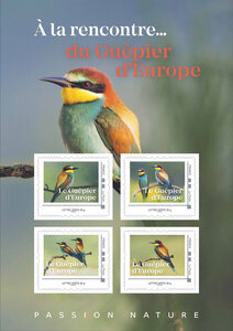 Collector 4 timbres - A la rencontre du guêpier d'Europe - Lettre Verte