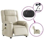 vidaXL Fauteuil de massage inclinable électrique crème similicuir