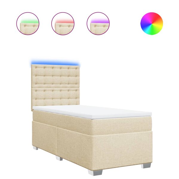 vidaXL Sommier à lattes de lit et matelas Crème 90x190 cm Tissu