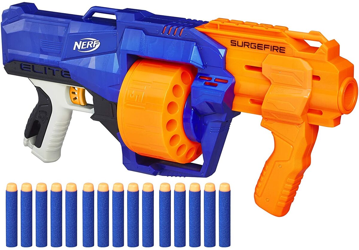 Pistolet avec 40 flèchettes en mousse et 3 cibles électronique bleu orange  - La Poste