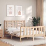 vidaXL Cadre de lit avec tête de lit 140x190 cm bois massif