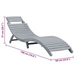 vidaXL Chaise longue avec coussin Gris Bois d'acacia solide
