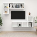 vidaXL Ensemble de meuble TV 4 Pièces Blanc Aggloméré