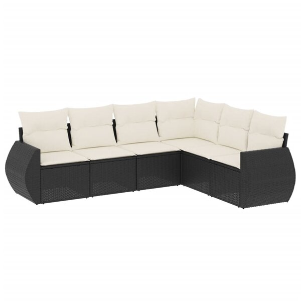 vidaXL Salon de jardin 6 Pièces avec coussins noir résine tressée