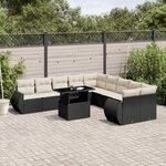 vidaXL Salon de jardin 11 Pièces avec coussins noir résine tressée