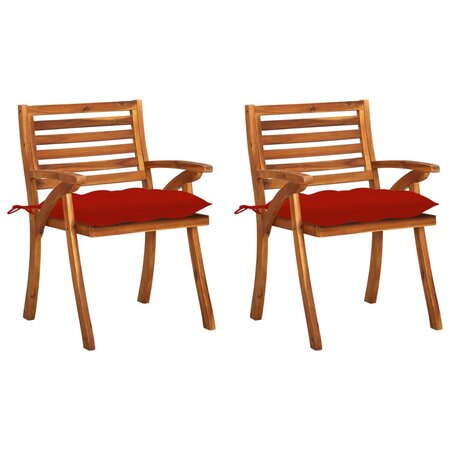 vidaXL Chaises à dîner de jardin avec coussins 2 Pièces Acacia massif