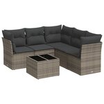 vidaXL Salon de jardin 6 Pièces avec coussins gris résine tressée