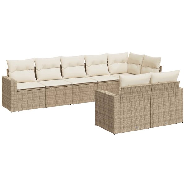 vidaXL Salon de jardin avec coussins 8 Pièces beige résine tressée