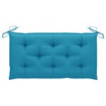 vidaXL Banc de jardin avec coussin bleu clair 112 cm Bois de teck