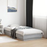 vidaXL Cadre de lit avec lumières LED sonoma gris 75x190 cm