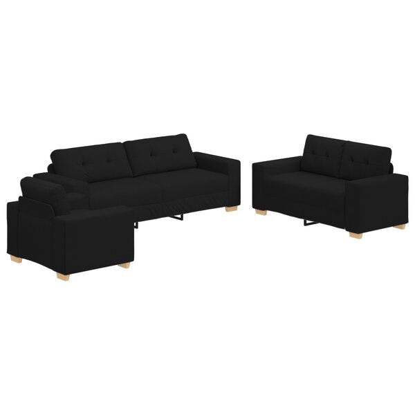 Canapé 3 places en tissu noir avec coussins