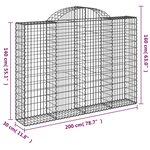 vidaXL Paniers à gabions arqués 6 Pièces 200x30x140/160 cm Fer galvanisé