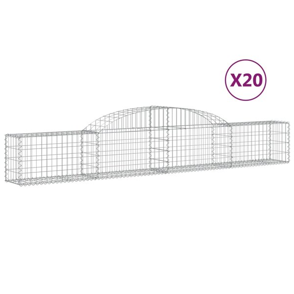 vidaXL Paniers à gabions arqués 20 Pièces 300x30x40/60 cm fer galvanisé