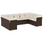 vidaXL Salon de jardin avec coussins 9 Pièces marron résine tressée