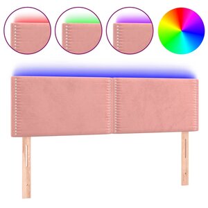 vidaXL Tête de lit à LED Rose 144x5x78/88 cm Velours