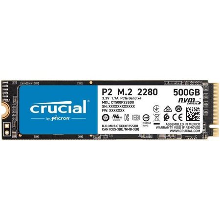 CRUCIAL P2 SSD 500 Go 3D NAND NVMe™ PCIe M.2 2280SS (CT500P2SSD8) - La Poste
