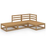 vidaXL Salon de jardin 4 Pièces marron miel bois de pin massif
