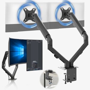 ACROPAQ Support Écran PC Double 17" à 27"- Bras 2 Ecrans Universel à Ressort- Rotation 360°- Rehauseur d'ecrans - Montage Rapide