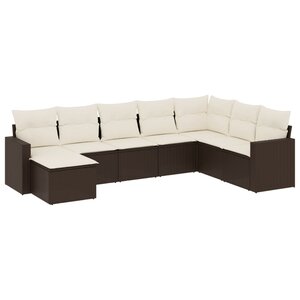 vidaXL Salon de jardin 8 Pièces avec coussins marron résine tressée
