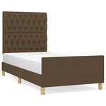 vidaXL Cadre de lit avec tête de lit marron foncé 90x200 cm Tissu