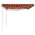 vidaXL Auvent automatique rétractable et poteaux 6x3 5 m Orange marron