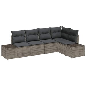 vidaXL Ensemble de canapé de jardin avec stockage 5 Pièces Gris polyrotin