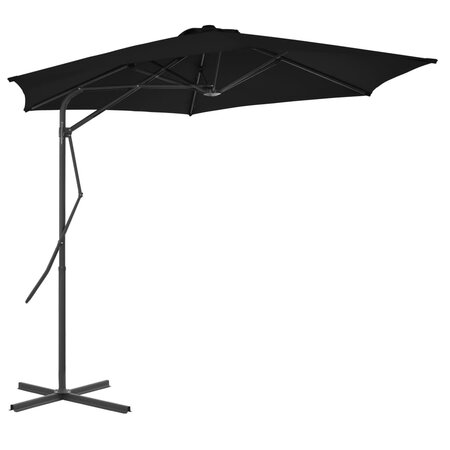 vidaXL Parasol d'extérieur avec mât en acier Noir 300x230 cm