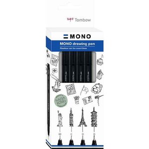 Set de 4 Feutres Fin MONO Drawing Pen 'Fine Set' 005-01-03-05 x 24 TOMBOW